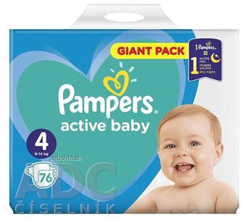 PAMPERS active baby Giant Pack 4 Maxi, 9-14 kg, 76 ks